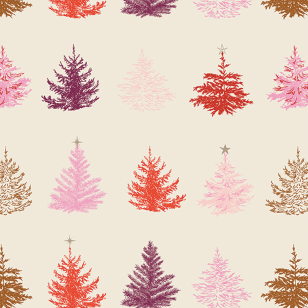 pink Christmas tree fabric